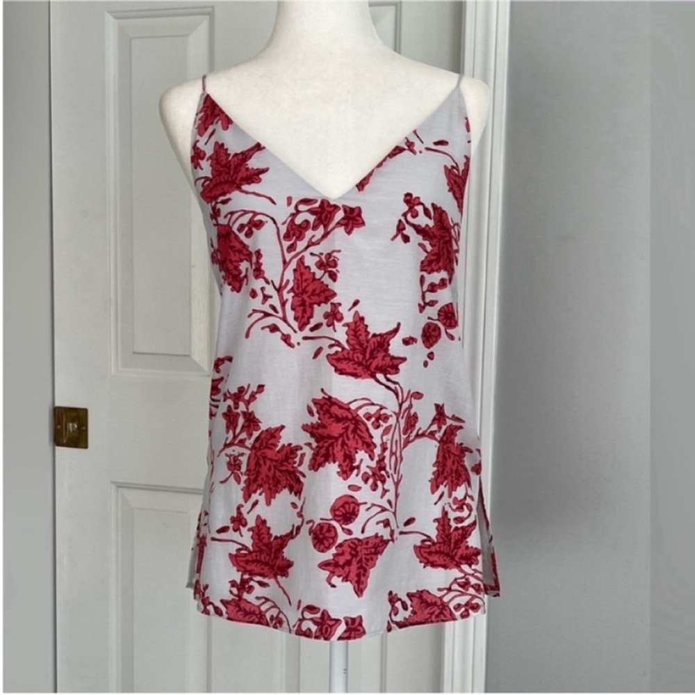 Club Monaco Floral Red and White Top Size SP